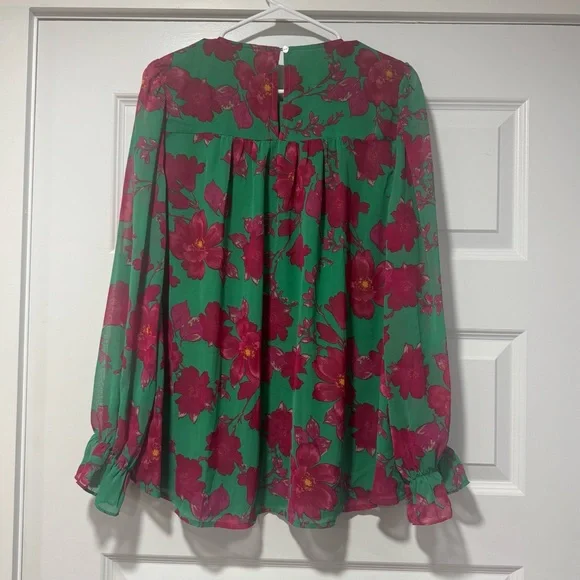 JODIFL Vibrant Floral Blouse with Lace Detail - Picture 5 of 8